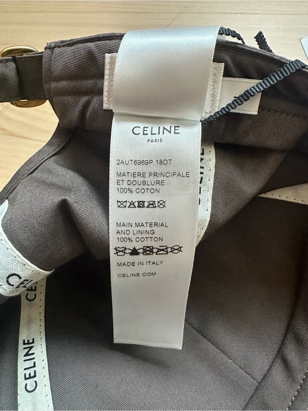 CELINE Triomphe Baseball Cap Dark Taupe Size L (2AUT6969P)